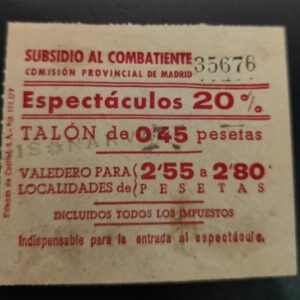 MADRID EDIFIL N/C *.  O,45 PTAS CARMIN SUBSIDIO AL COMBATIENTE