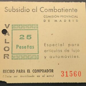 MADRID EDIFIL 32* SUBSIDIO AL COMBATIENTE 25 PESETAS