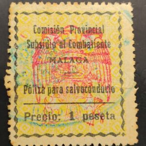 MALAGA EDIFIL 42 *. 1 PTA COMSIÓN PROVINCIAL SUBSIDIO AL COMBATIENTE.