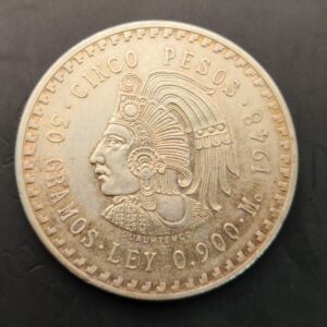 MEXICO. AÑO 1948. 5 PESOS PLATA " CAUHTEMOC ". PESO 29,7 GR