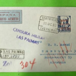 LAS PALMAS A HAMBURGO (ALEMANIA). AÑO 1938.