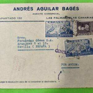 LAS PALMAS A SEVILLA. AÑO 1938.- EDIFIL 858+884