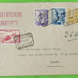 BARCELONA. BARCELONA A MADRID. AÑO 1940. EDIFIL 825-922-