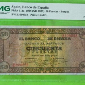 EDIFIL 431a. 50 PTAS 20 DE MAYO DE 1938 SEERIE B. CERTIFICADO PMG 64