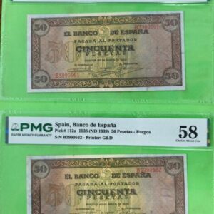 EDIFIL 431a. 50 PTAS 20 DE MAYO DE 1938 SEERIE B.PAREJA CORRELATIVA. PMG 58
