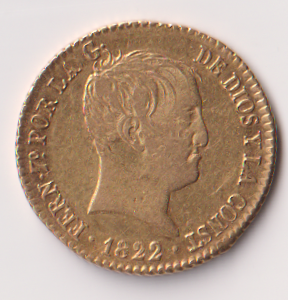 ESPAÑA (67) AÑO 1822 FERNANDO VII 80 REALES ORO CECA MADRID