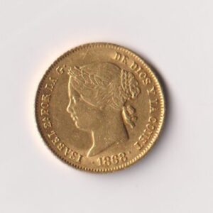 ESPAÑA AÑO 1868 ISABEL II 4 PESOS ORO FILIPINAS CECA MANILA PESO 6,8 gr
