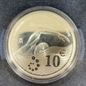 AÑO 2003. 10 EUROS PLATA X CAMPEONATO MUNDIAL DE NATACIÓN. PESO 27 GR