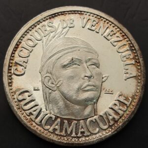 VENEZUELA. AÑO 1959 CACIQUES DE VENEZUELA " GUAICAMACUARE " PLATA (999). PESO 15 GR