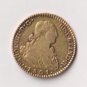 ESPAÑA AÑO 1801 CARLOS IIII 2 ESCUDOS ORO MADRID PESO 6,8 gr