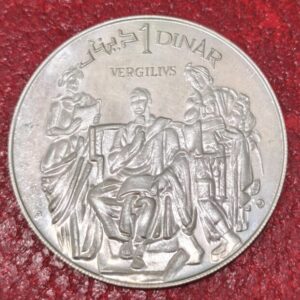 TUNEZ. 1 DINAR PLATA (925). VIRGILIUS. PESO 20 GR