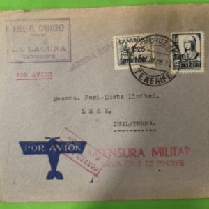 SANTA CRUZ DE TENERIFE A INGLATERRA. AÑO 1938.-