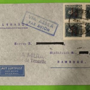SANTA CRUZ DE TENERIFE A HAMBURGO (ALEMANIA). AÑO 1938