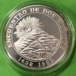 BOLIVIA. AÑO 1991. 10 BOLIVIANOS PLATA, ENCUENTRO ENTRE DOS MUNDOS. PESO 27 GR