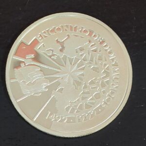 BRASIL. AÑO 1991. 500 CRUZEIROS PLATA " ENCUENTRO ENTRE DOS MUNDOS ". PESO 27 GR