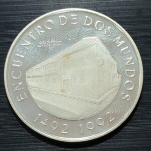 COLOMBIA. AÑO 1991. 10.000 PESOS PLATA " ENCUENTRO ENTRE DOS MUNDOS ". PESO 27 GR