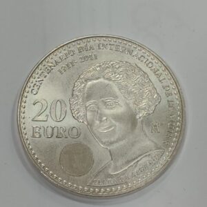 AÑO 2011 , 20 EUROS PLATA " CENTENARIO DÍA INTERNACIONAL DE LA MUJER ". PESO 18 GR