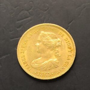 AÑO 1865. ISABEL II. 4 ESCUDOS ORO. PESO 3,3 GR
