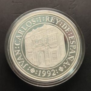 AÑO 1992. SERIE IV. 5.000 PTAS PLATA V CENTENARIO DESCUBRIMIENTO DE AMERICA. PESO 54 GR