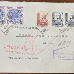SANTA CRUZ DE TENERIFE A SUIZA. AÑO 1938.-