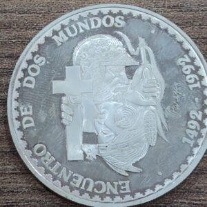 PERU. AÑO 1991.  1 SOL PLATA (925) ENCUENTRO ENTRE DOS MUNDOS. PESO 27 GR