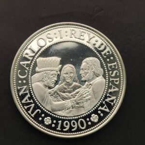 AÑO 1990. SERIE II. 5.000 PTAS PLATA  V CENTENARIO DESCUBRIMIENTO AMERICA. PESO 54 GR