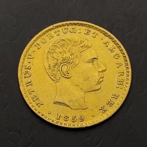 PORTUGAL AÑO 1859. PEDRO V. 1000 REIS ORO.PESO 3,5 GR