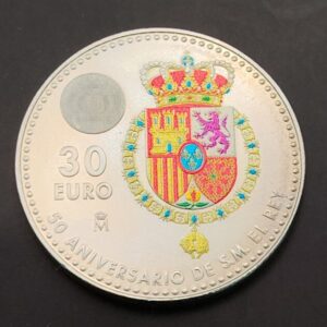 ESPAÑA AÑO 2018 , 30 EUROS PLATA " 50 ANIVERSARIO S.M EL REY "