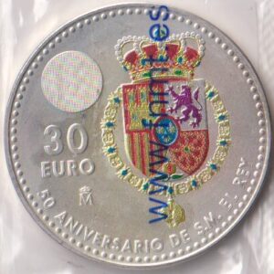 ESPAÑA AÑO 2018 , 30 EUROS PLATA " 50 ANIVERSARIO S.M EL REY "