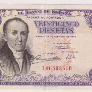 EDIFIL 420a. 25 PTAS 19 DE FEBRERO 1946 " ALVAR0 FLORES ESTRADA ".CONSERVACIÓN EBC