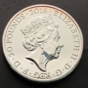 GRAN BRETAÑA. AÑO 2016. 20 LIBRAS PLATA (999). 90 CUMPLEAÑOS ISABEL II. PESO 15,71 GR