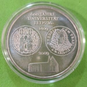 ALEMANIA.AÑO 2009. 10 EUROS PLATA (925) 600 AÑOS UNIVERSIDAD LEIZPIG.PESO 18 GR