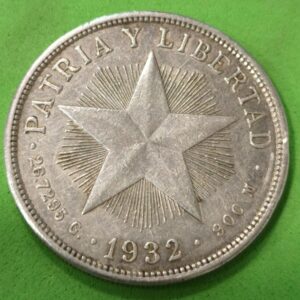 CUBA. AÑO 1932. 1 PESO PLATA (900). PATRIA Y LIBERTAD. PESO 26,7