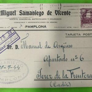 PAMPLONA A JEREZ DE LA FRONTERA (CÁDIZ). AÑO 1944.-
