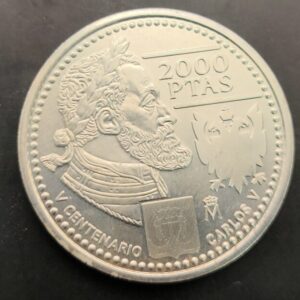 AÑO 2000.  2000 PTAS PLATA (925) " CARLOS V ". PESO 18 GR