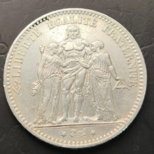FRANCIA AÑO 1875 , 5 FRANCOS PLATA (900) " HERCULES ". PESO 25 GR