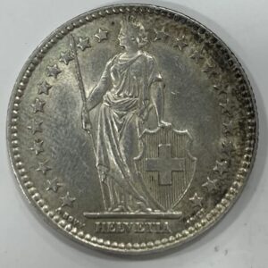 SUIZA. AÑO 1955. 2 FRANCOS PLATA (835) PESO 10GR