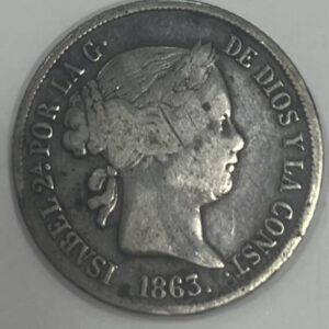 AÑO 1863, ISABEL II, 4REALES DE PLATA, MADRID, PESO 5 GR
