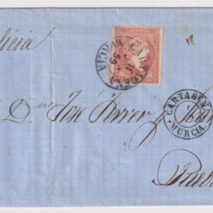 1859 - CARTAGENA ( MURCIA ) PUEBLAENVUELTA CIRCULADA CON SELLO DE 4 CTO