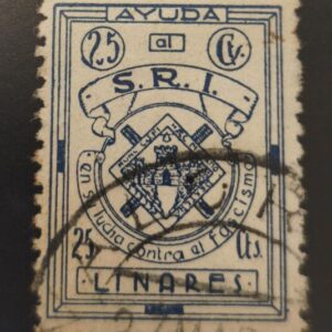 LINARES (JAEN). EDIFIL 3 US. 25 CTS AZUL S.R.I.