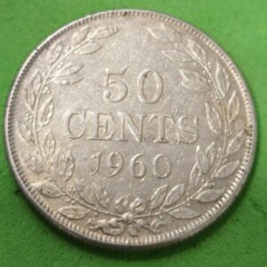 LIBERIA AÑO 1960 50 CTS PLATA (900) PESO 10,4 GR OFERTA