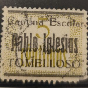 TOMELLOSO (CIUDAD REAL). EDIFIL 12 US. 5 CTS CANTINA ESCOLAR, PABLO IGLESIAS.