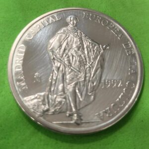 AÑO 1992. 5 ECUS PLATA CARLOS III. PESO 33,62 GR
