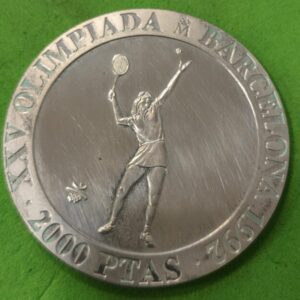 AÑO 1991. 2000 PTAS PLATA OLIMPIADAS 1992, TENIS. PESRO 27,17  GR