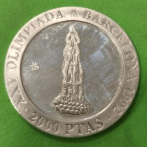 AÑO 1990. 2000 PTAS PLATA OLIMPIADAS 1992, CASTELLERS. PESRO 27,24 GR