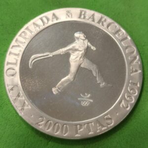 ESPAÑA. AÑO 1990. 2000 PTAS PLATA OLIMPIADAS 1992 "PELOTA VASCA". PESO 27,11 GR