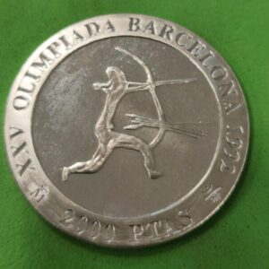 AÑO 1990. 2000 PTAS PLATA  OLIMPIADAS 92 "TIRO CON ARCO". PESO 26,91 GR