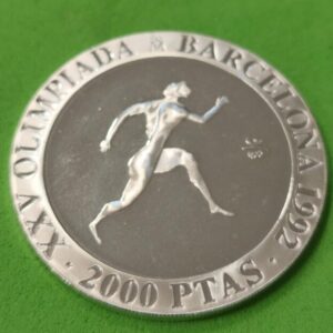 AÑO 1990. 2000 PTAS PLATA OLIMPIADA DE BARCELONA "CORREDOR". PESO 27 GR