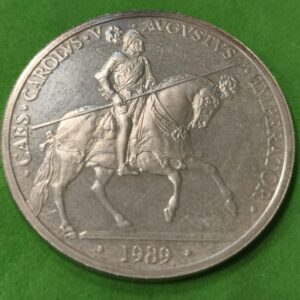 AÑO 1989. 5 ECU PLATA (925) CARLOS V. PESO 33,62 GR