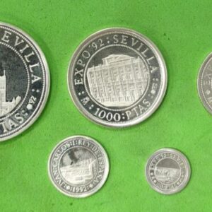 AÑO 1992. IV SERIE QUINTO CENTENARIO. SERIE DE 5 MONEDAS PLATA.